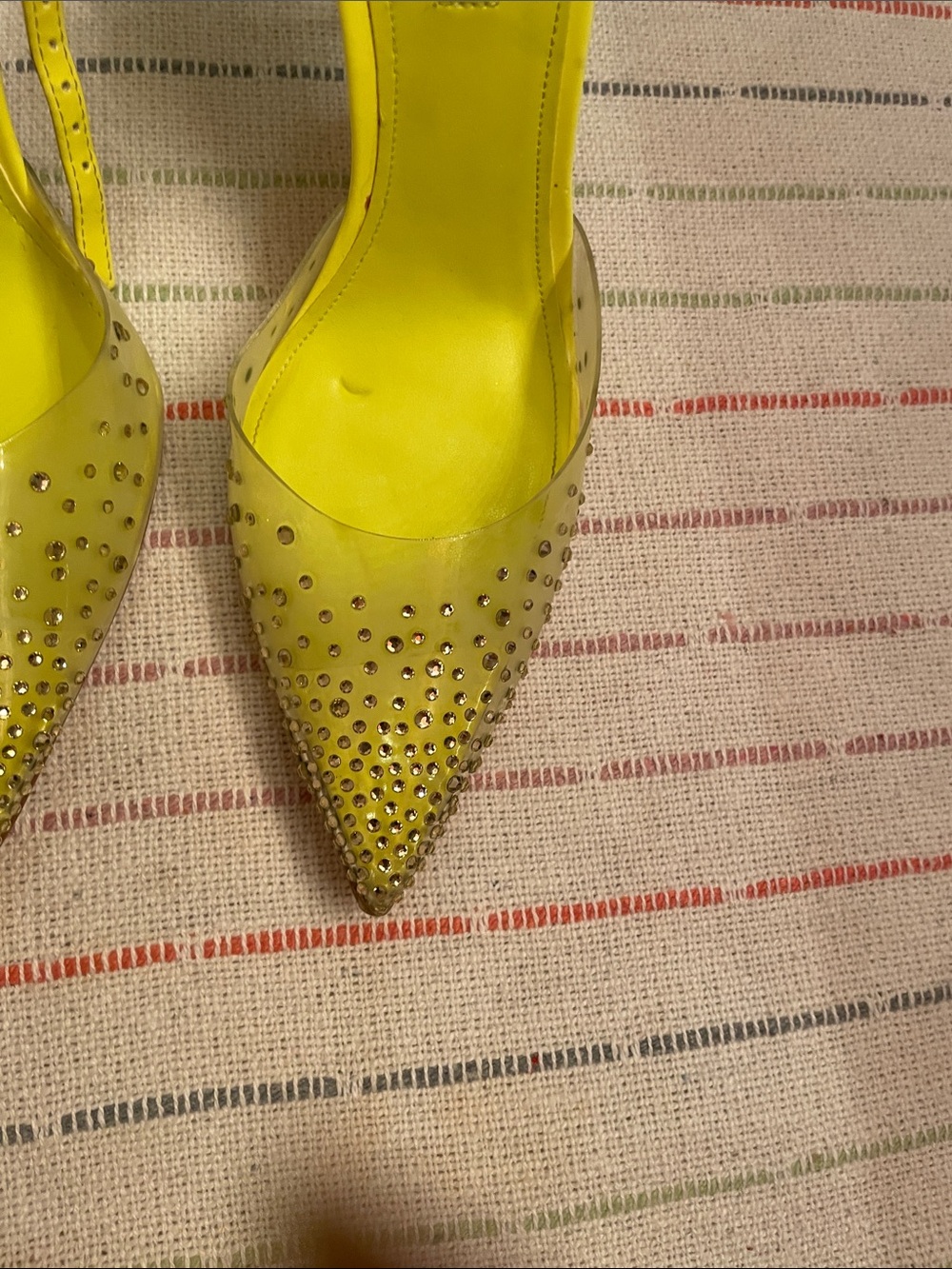 Nine West Chartreuse Pointed-Toe Slingback Heels with Crystals - Picture 5 of 12